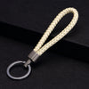 Braided Keychain Loop, PU Leather with Metal End Cap and Key Ring, 5 Colors