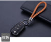 Braided Keychain Loop, PU Leather with Metal End Cap and Key Ring, 5 Colors