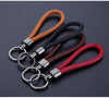 Braided Keychain Loop, PU Leather with Metal End Cap and Key Ring, 5 Colors
