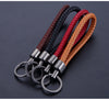 Braided Keychain Loop, PU Leather with Metal End Cap and Key Ring, 5 Colors