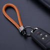 Braided Keychain Loop, PU Leather with Metal End Cap and Key Ring, 5 Colors