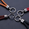 Braided Keychain Loop, PU Leather with Metal End Cap and Key Ring, 5 Colors