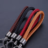 Braided Keychain Loop, PU Leather with Metal End Cap and Key Ring, 5 Colors