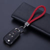 Braided Keychain Loop, PU Leather with Metal End Cap and Key Ring, 5 Colors