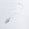 Long Leaf Pendant Necklace for Women, Silver-Tone Alloy Design on a Snake Chain - Product view 3