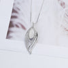 Long Leaf Pendant Necklace for Women, Silver-Tone Alloy Design on a Snake Chain - Product view 6