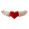 Angel Wings Heart Brooch Pin, Red Enamel Alloy Design with Wing Details - Product view 1