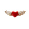 Angel Wings Heart Brooch Pin, Red Enamel Alloy Design with Wing Details - Product view 2