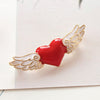 Angel Wings Heart Brooch Pin, Red Enamel Alloy Design with Wing Details - Product view 5