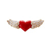 Angel Wings Heart Brooch Pin, Red Enamel Alloy Design with Wing Details - Product view 6