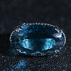 Oval Blue Statement Ring, Brass with Silver-Tone Finish and Openwork Sides, Sizes No. 6-10