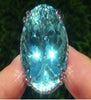 Oval Blue Statement Ring, Brass with Silver-Tone Finish and Openwork Sides, Sizes No. 6-10