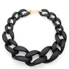 Chunky Acrylic Chain Necklace for Women, Matte Black Links with a Short Statement Design - Black