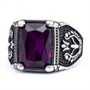 Rectangular Accent Ring, Stainless Steel with Floral Sides, 5 Colors, US Sizes 7-15