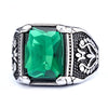 Rectangular Accent Ring, Stainless Steel with Floral Sides, 5 Colors, US Sizes 7-15