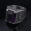 Rectangular Accent Ring, Stainless Steel with Floral Sides, 5 Colors, US Sizes 7-15