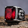 Rectangular Accent Ring, Stainless Steel with Floral Sides, 5 Colors, US Sizes 7-15