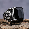 Rectangular Accent Ring, Stainless Steel with Floral Sides, 5 Colors, US Sizes 7-15