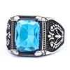 Rectangular Accent Ring, Stainless Steel with Floral Sides, 5 Colors, US Sizes 7-15