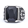 Rectangular Accent Ring, Stainless Steel with Floral Sides, 5 Colors, US Sizes 7-15