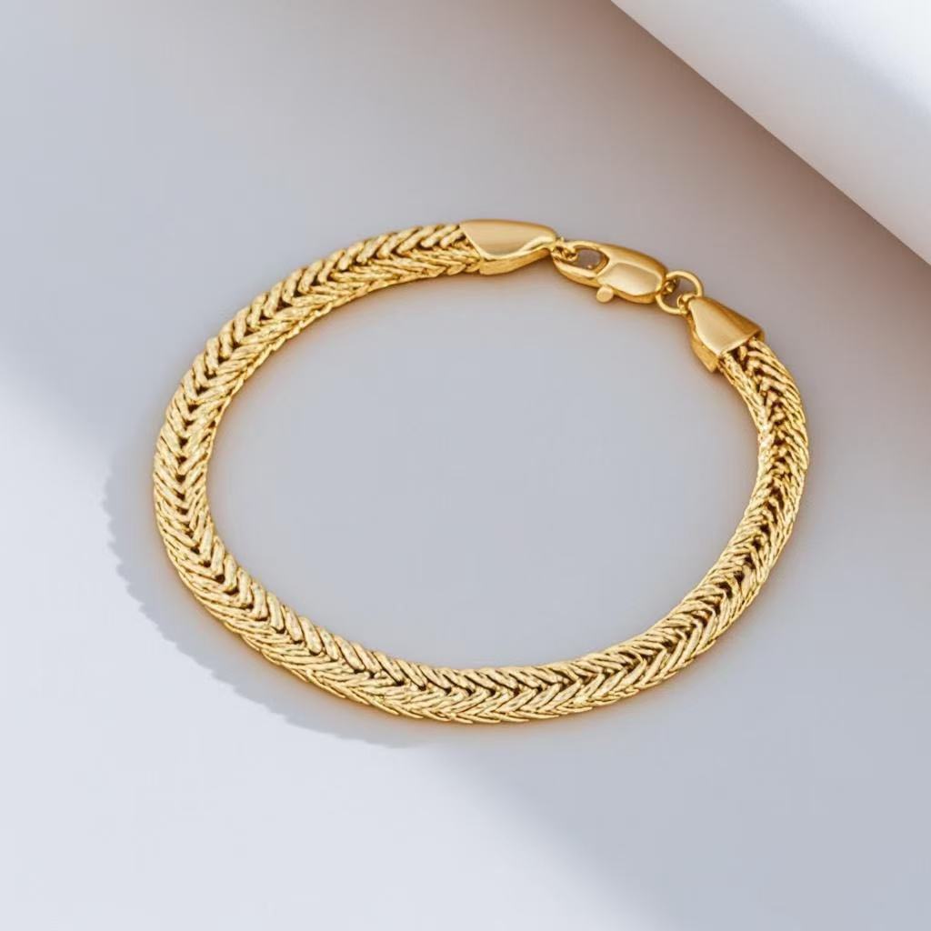 6 mm Mesh Chain Bracelet, Simple Alloy Band in Gold-Tone or Silver-Tone Finish - Product view 1