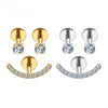 3pcs/Set Titanium 16G Happy Smile Stud Earrings with Cubic Zirconia Internally Threaded Flat Back Piercing - Image 1