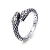 Double-Head Snake Ring, Stainless Steel with Scale Texture, Gold or Steel Tone, Sizes No. 6-12