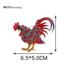 Rooster Brooch Pins, Alloy Zodiac Animal Designs in Gold, Blue and Gunmetal Color Options - J903 gun color