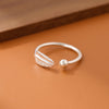Feather Open Ring, Silver-Plated Copper with Bead End, Adjustable