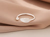 Feather Open Ring, Silver-Plated Copper with Bead End, Adjustable