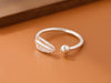 Feather Open Ring, Silver-Plated Copper with Bead End, Adjustable