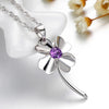 Leaf Pendant for Women, Copper Botanical Design with White or Purple Sparkling Accents, Pendant Only - Product view 1