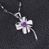 Leaf Pendant for Women, Copper Botanical Design with White or Purple Sparkling Accents, Pendant Only - Product view 2