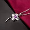 Leaf Pendant for Women, Copper Botanical Design with White or Purple Sparkling Accents, Pendant Only - Product view 3