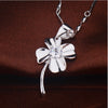 Leaf Pendant for Women, Copper Botanical Design with White or Purple Sparkling Accents, Pendant Only - White Sparkling/Unmatched Chain (White Copper Plated Platinum)