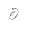 Feather and Bead Ring, 925 Sterling Silver, Adjustable Open Band