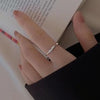 Feather and Bead Ring, 925 Sterling Silver, Adjustable Open Band