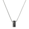 Cylinder Bead Pendant Necklace, Titanium Steel Design with Sparkling Accents in Silver or Rose Gold Tone - Product view 1