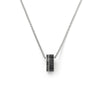 Cylinder Bead Pendant Necklace, Titanium Steel Design with Sparkling Accents in Silver or Rose Gold Tone - Product view 2