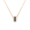 Cylinder Bead Pendant Necklace, Titanium Steel Design with Sparkling Accents in Silver or Rose Gold Tone - Product view 3