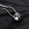 Cylinder Bead Pendant Necklace, Titanium Steel Design with Sparkling Accents in Silver or Rose Gold Tone - Product view 4