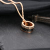 Cylinder Bead Pendant Necklace, Titanium Steel Design with Sparkling Accents in Silver or Rose Gold Tone - Product view 5