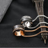 Cylinder Bead Pendant Necklace, Titanium Steel Design with Sparkling Accents in Silver or Rose Gold Tone - Product view 6