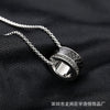 Cylinder Bead Pendant Necklace, Titanium Steel Design with Sparkling Accents in Silver or Rose Gold Tone - Silver