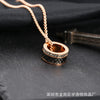 Cylinder Bead Pendant Necklace, Titanium Steel Design with Sparkling Accents in Silver or Rose Gold Tone - Rose Gold
