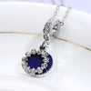 Round Star Pendant Necklace for Women, Silver-Tone Chain with Dark Blue Center and Sparkling Border - Product view 2