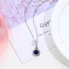 Round Star Pendant Necklace for Women, Silver-Tone Chain with Dark Blue Center and Sparkling Border - Product view 3