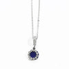 Round Star Pendant Necklace for Women, Silver-Tone Chain with Dark Blue Center and Sparkling Border - Product view 4