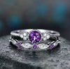 Two-Piece Ring Set, Silver-Tone Metal with Colored and Clear Accents, Blue, Green or Purple
