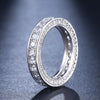 Cubic Zirconia Band Ring, Zinc Alloy with Silver-Tone Finish, Sizes No. 5-11